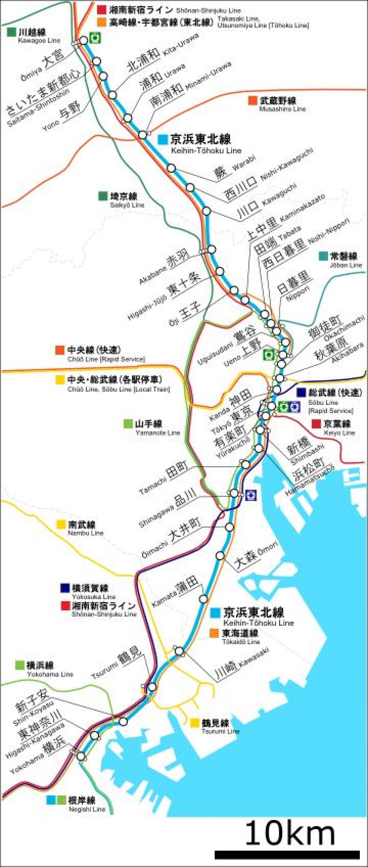 خريطة Keihin خط توهوكو