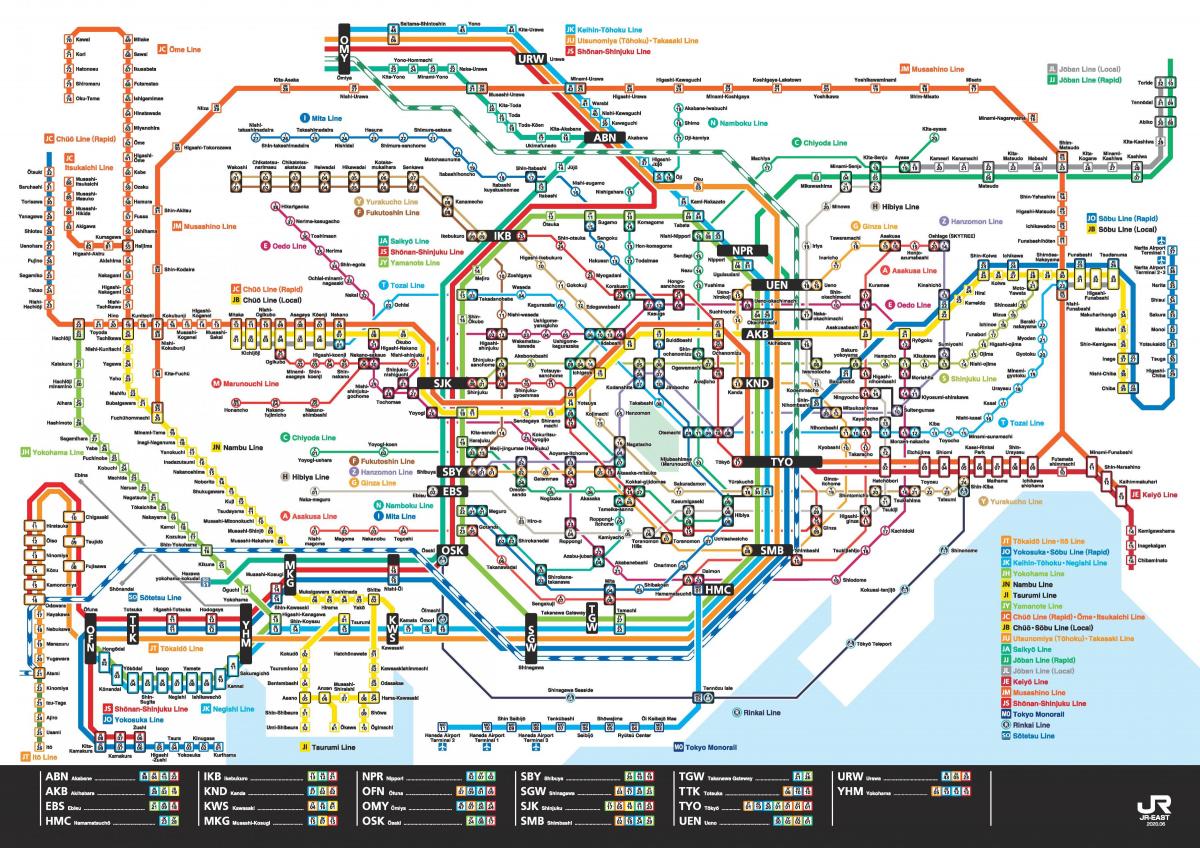 خريطة خطوط JR في طوكيو