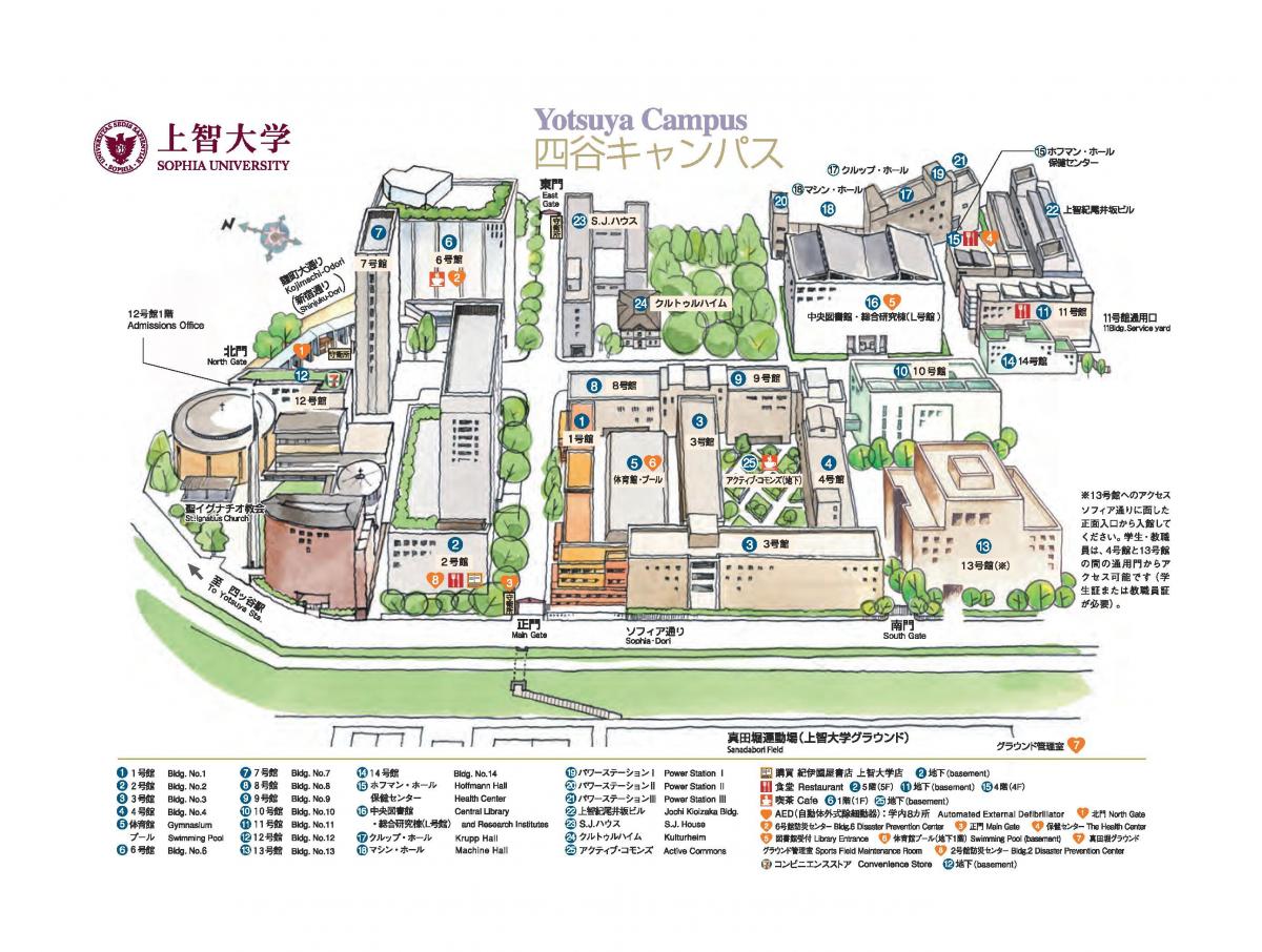 خريطة من جامعة صوفيا في الحرم الجامعي