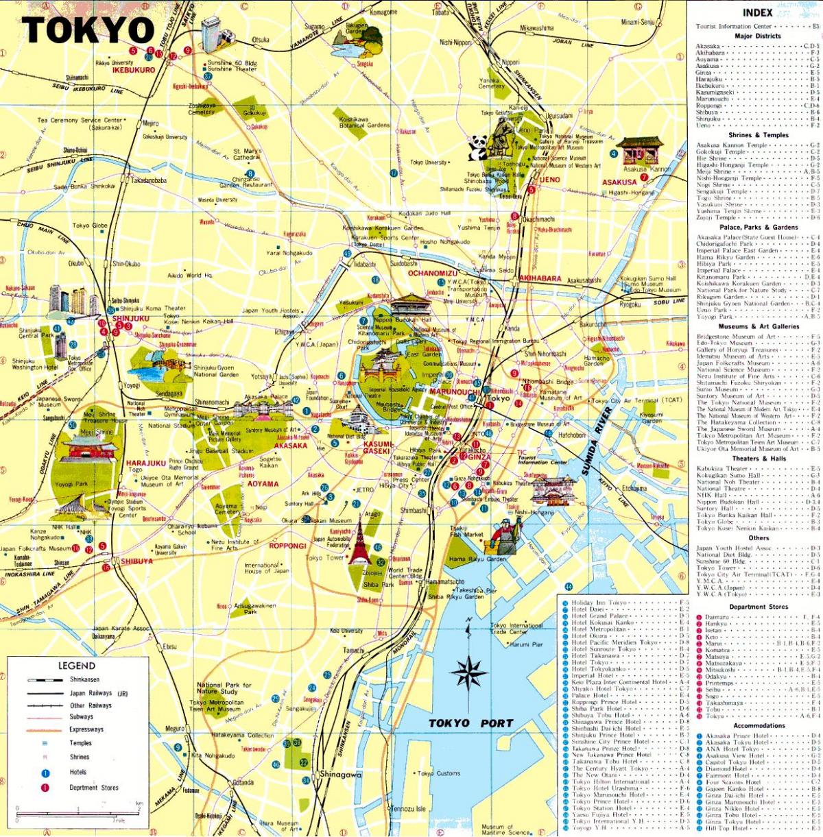 طوكيو مناطق الجذب السياحي خريطة