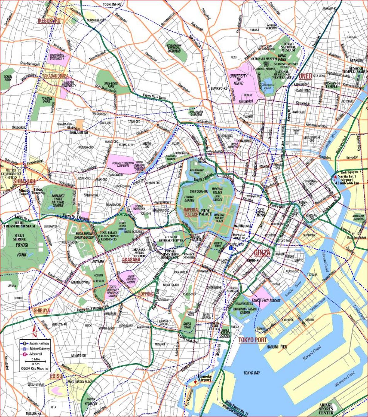 خريطة طوكيو الحدائق