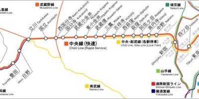 طوكيو chuo خط خريطة