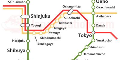 طوكيو JR خط خريطة